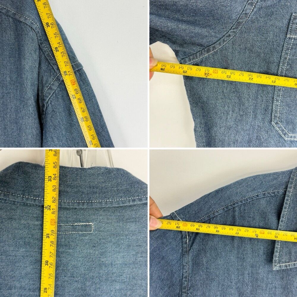 Men's Shirt XL Blue Denim Long Sleeve Button Up Pockets Classic Cotton Cape Juby - Picture 10 of 16